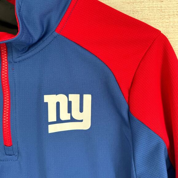NFL Team Apparel 1/4‎ Zip New York Giants Pullover Youth Large 14/16 Blue/Red - Picture 3 of 7